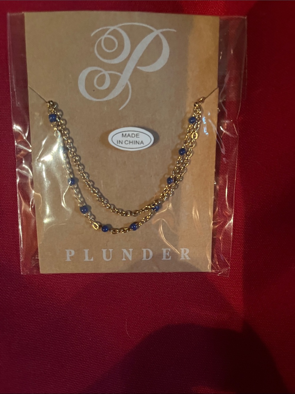 Plunder Gold-Tone Layered Necklace with Blue Beads